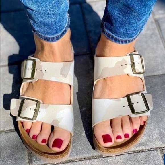 Birkenstock Shoes - BIRKENSTOCK Arizona Soil Camo Logo Hardware Buckle Slides..Size:41 ..US:10-10:5
